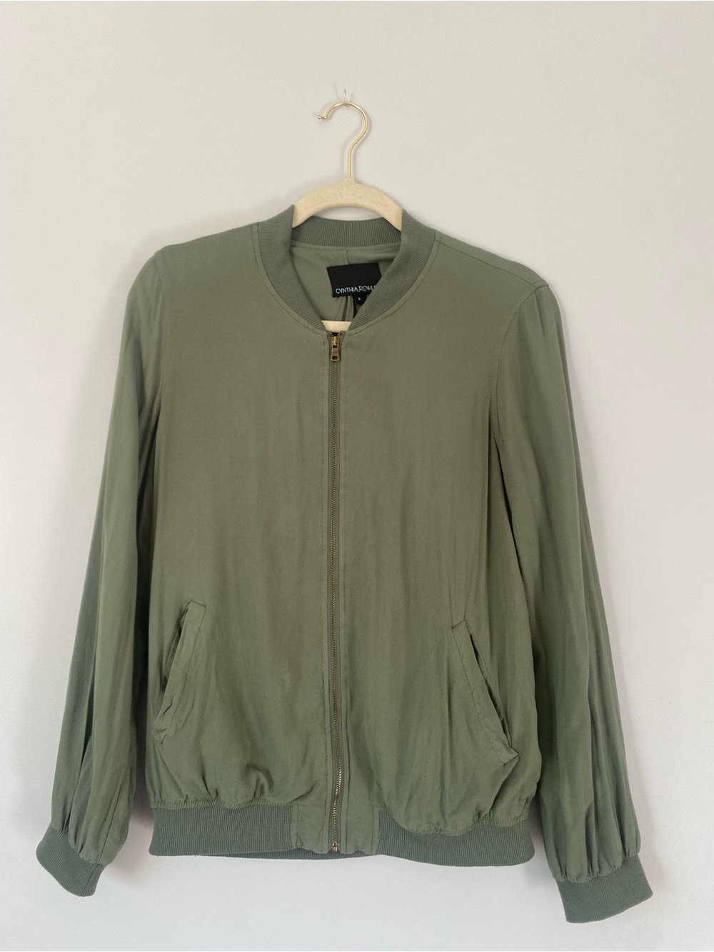 Cynthia Rowley Sage Green Lightweight Bomber Jacket — Size S